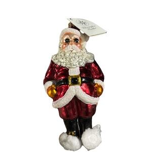 Christopher Radko Red Santa Ornament broken boots toes are stuffed w cotton